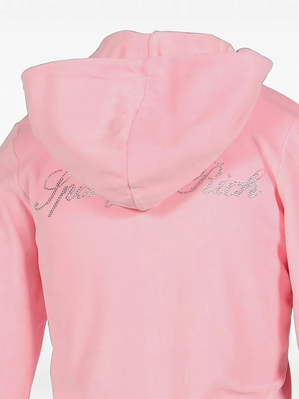 Sporty & Rich crystal-logo velour hoodie Roze