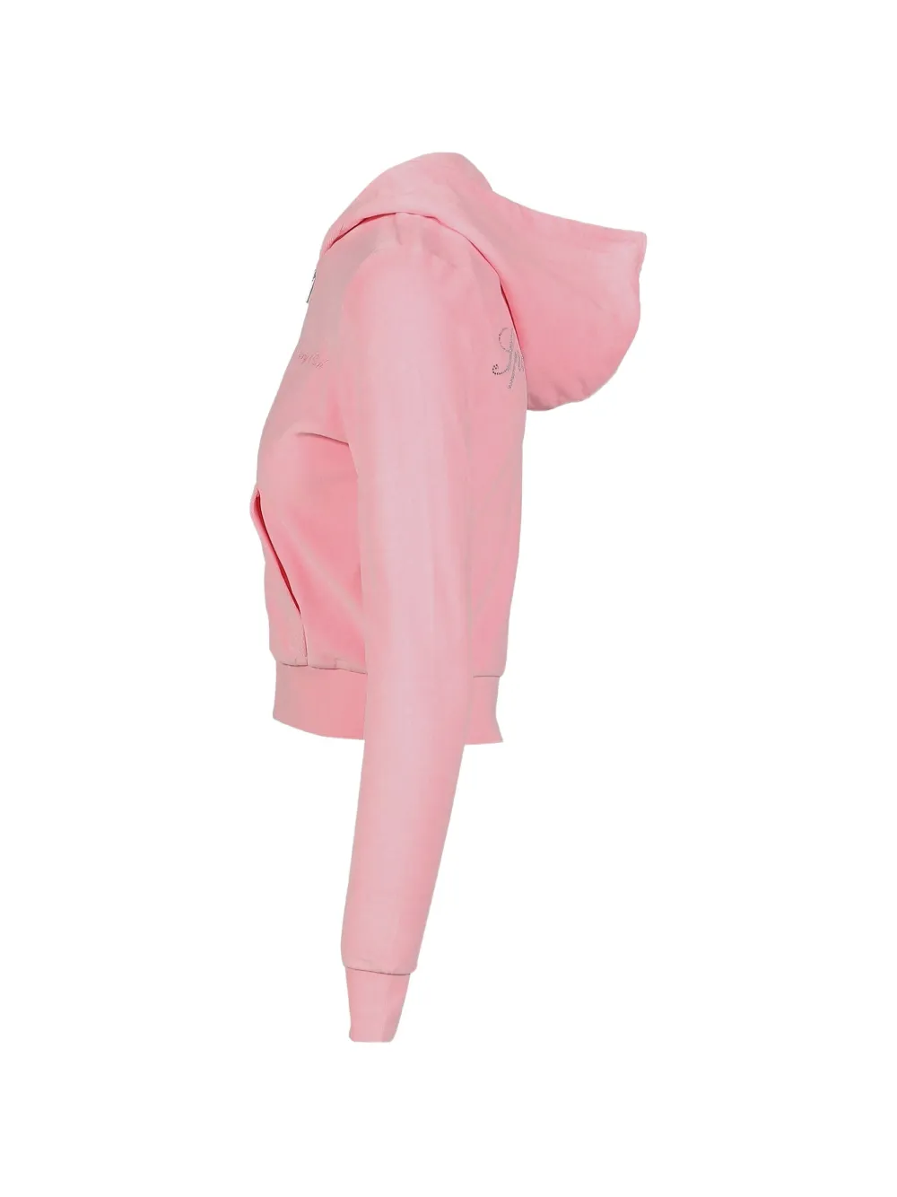 Sporty & Rich crystal-logo velour hoodie Roze