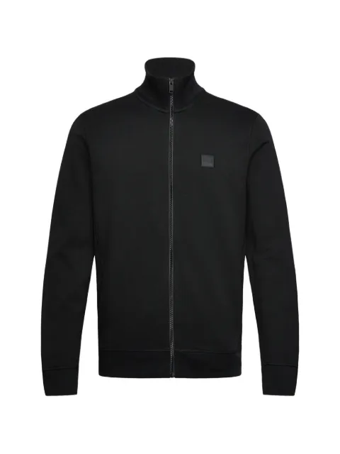 BOSS cotton-jersey jacket with logo badge