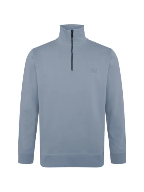 BOSS logo-patch zip-neck sweater