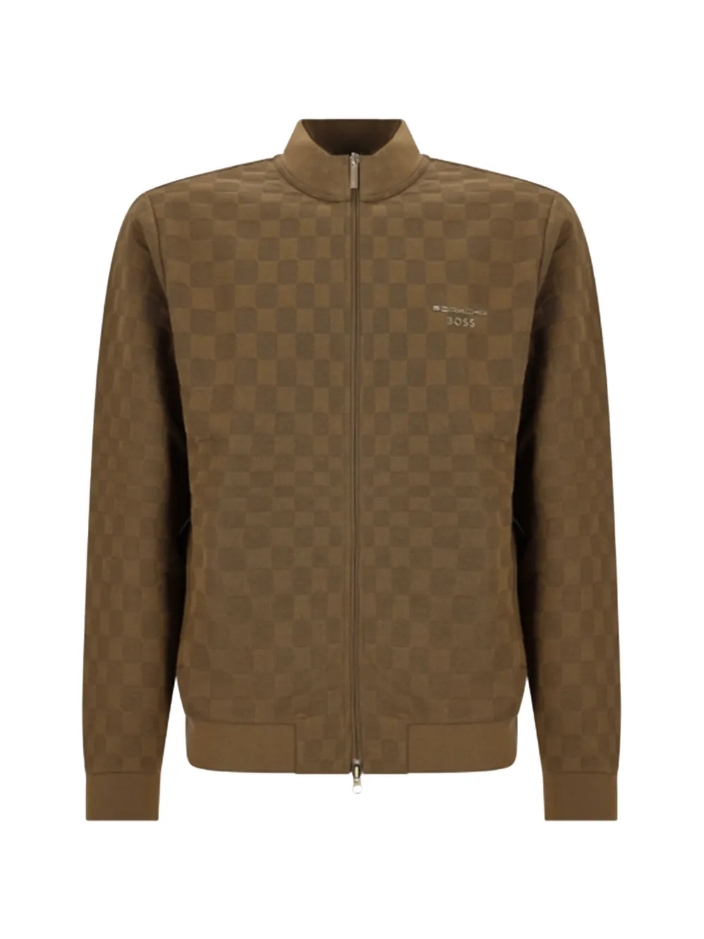 BOSS x Porsche check-pattern zip-up jacket - Marrone