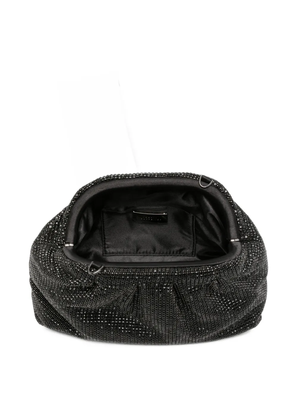 TWENTY FOURHAITCH Petra gerimpelde clutch verfraaid met kristallen Zwart