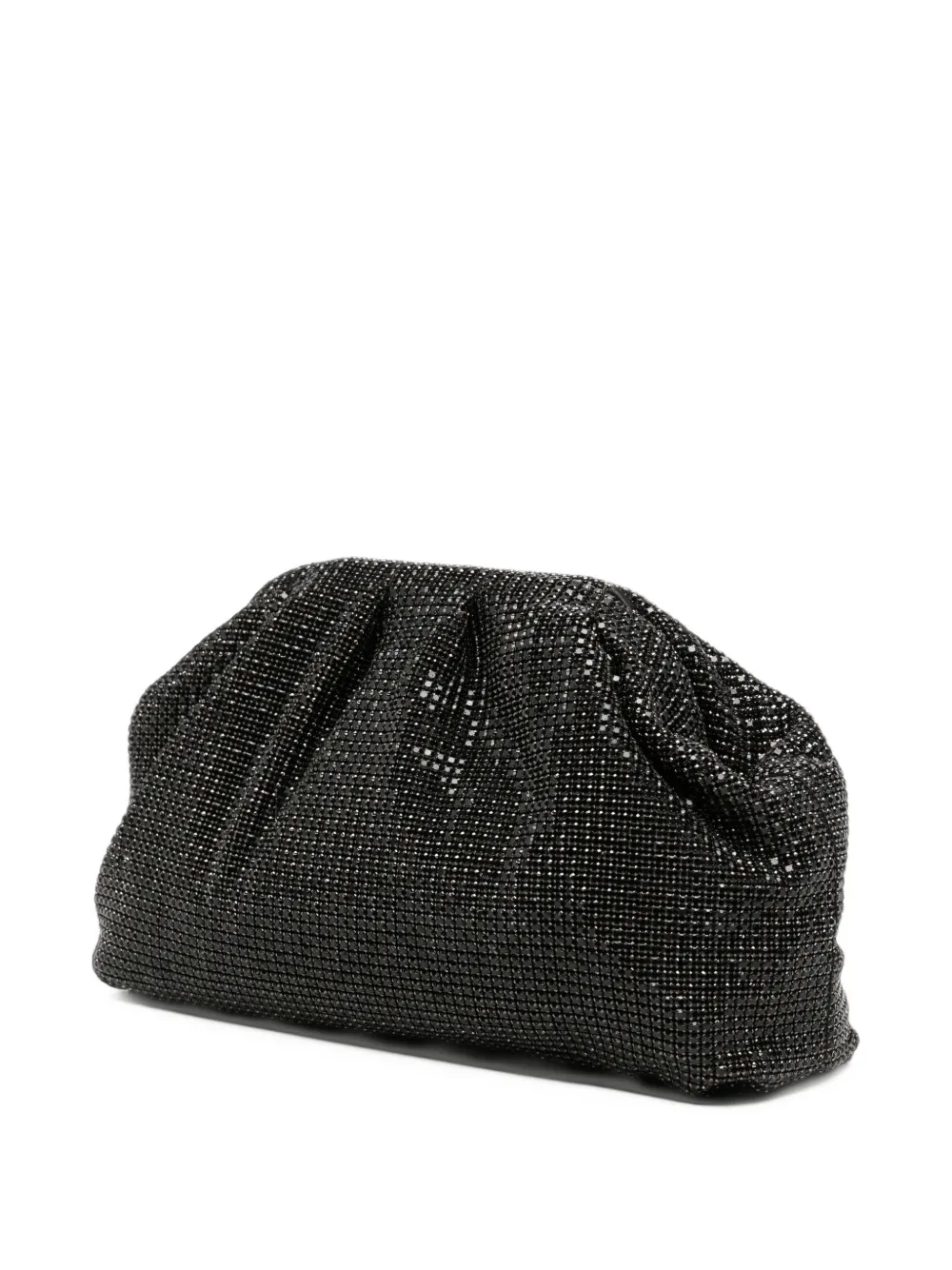TWENTY FOURHAITCH Petra gerimpelde clutch verfraaid met kristallen Zwart