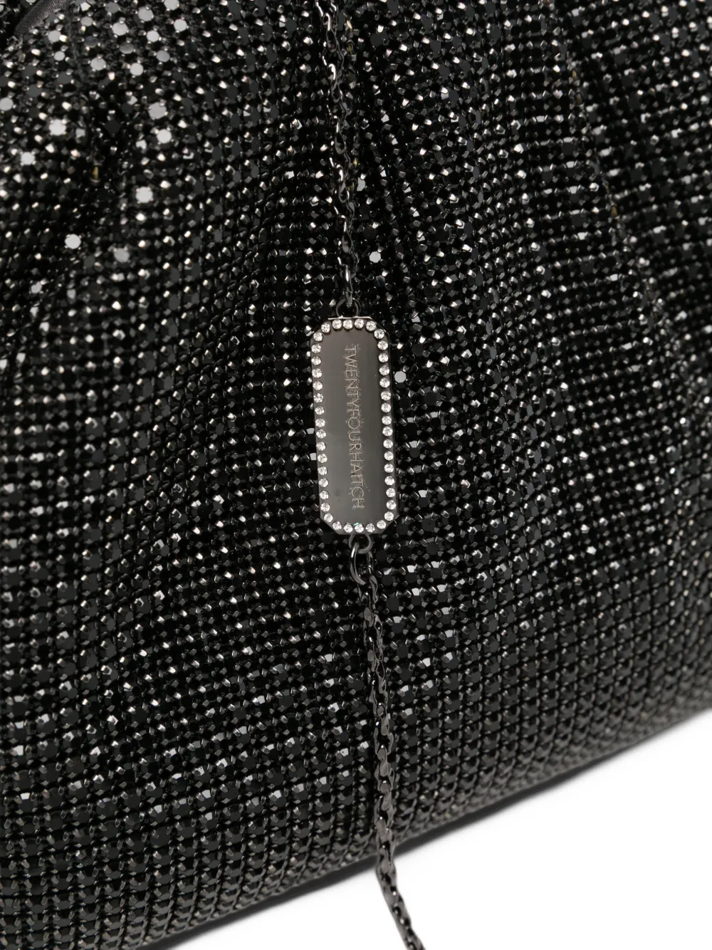 TWENTY FOURHAITCH Petra gerimpelde clutch verfraaid met kristallen Zwart