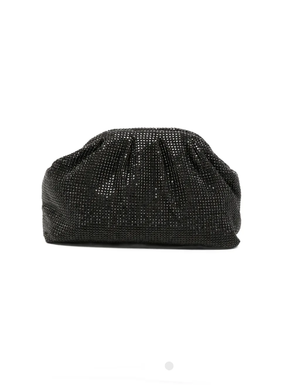 TWENTY FOURHAITCH Petra crystal-embellished ruched clutch bag - Nero