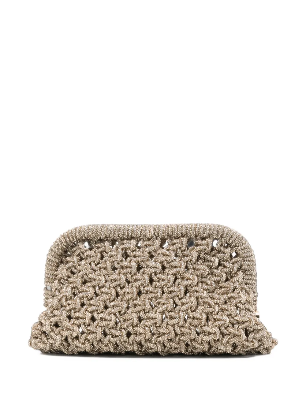 Twenty Four Haitch Crystal-embellished Woven Shoulder Bag In Neutral