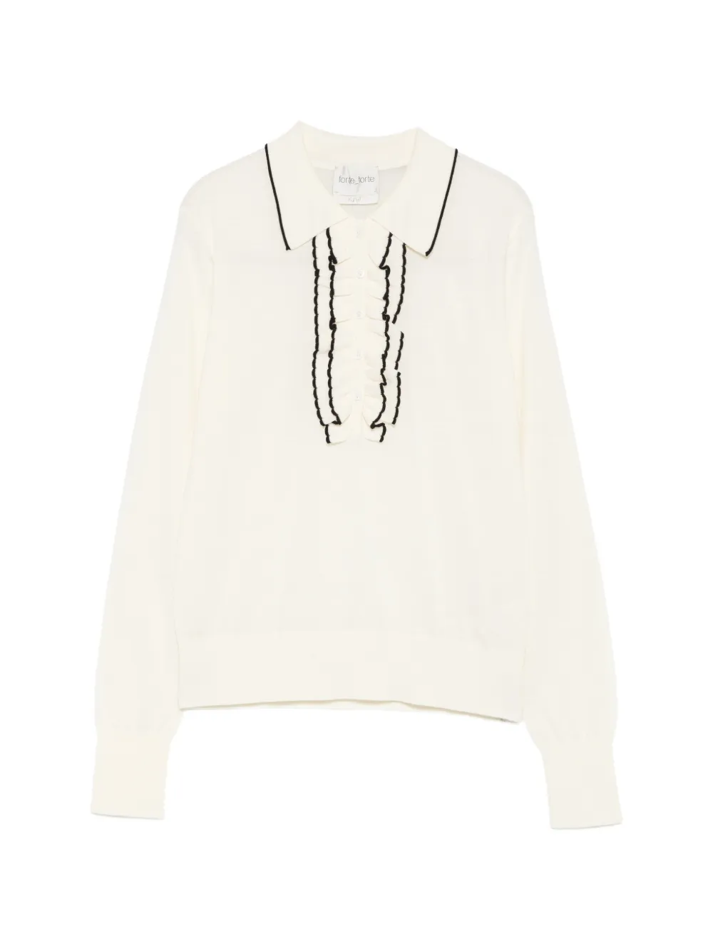 Forte Forte ruffled-trim polo-collar sweater - Toni neutri