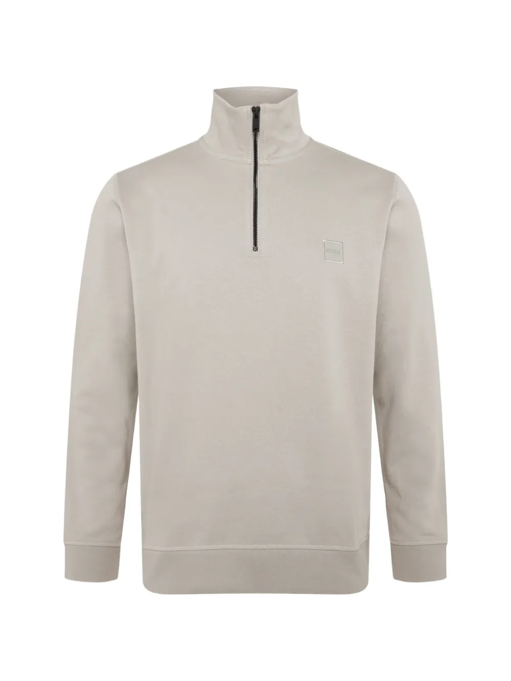 BOSS cotton-terry sweatshirt with zipper collar - Toni neutri