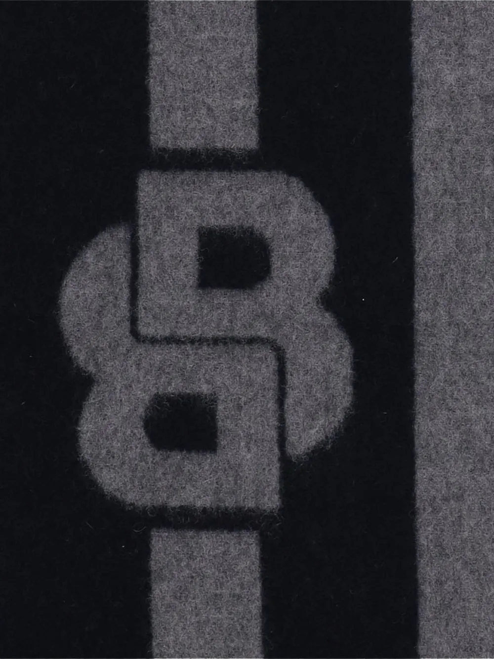 BOSS logo-intarsia fringed scarf Grijs