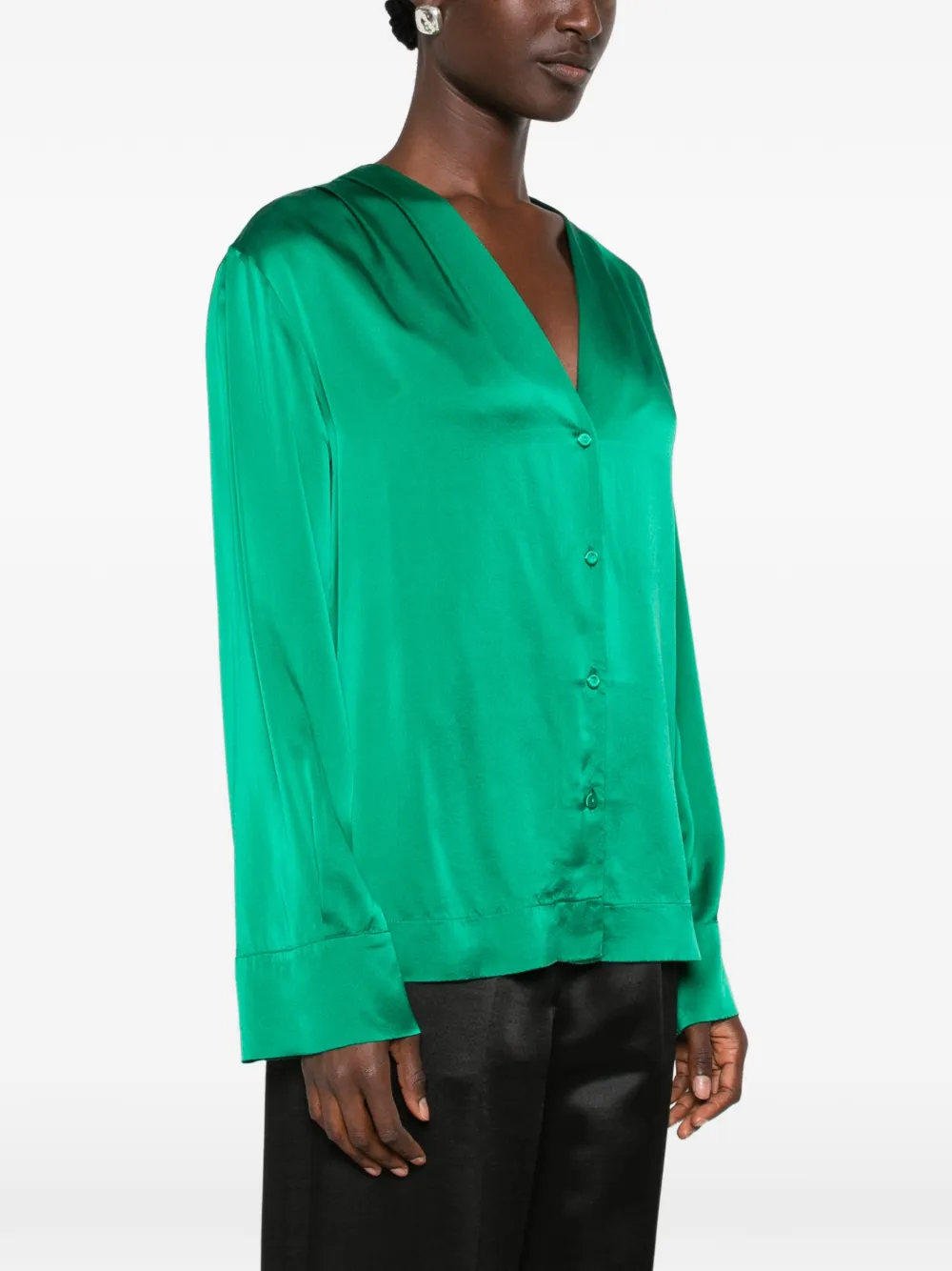 Forte Satijn-zijden blouse Groen