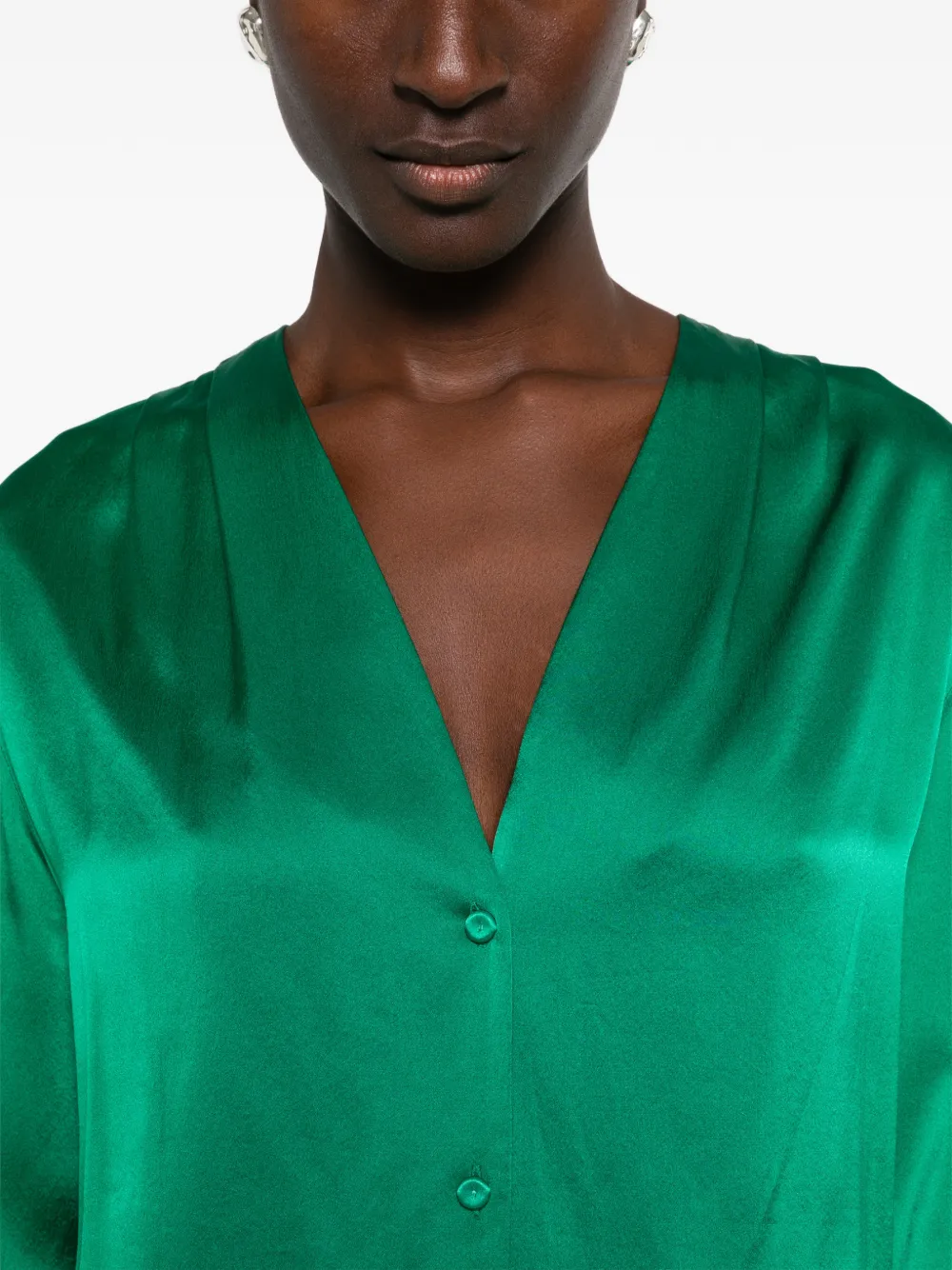 Forte Satijn-zijden blouse Groen