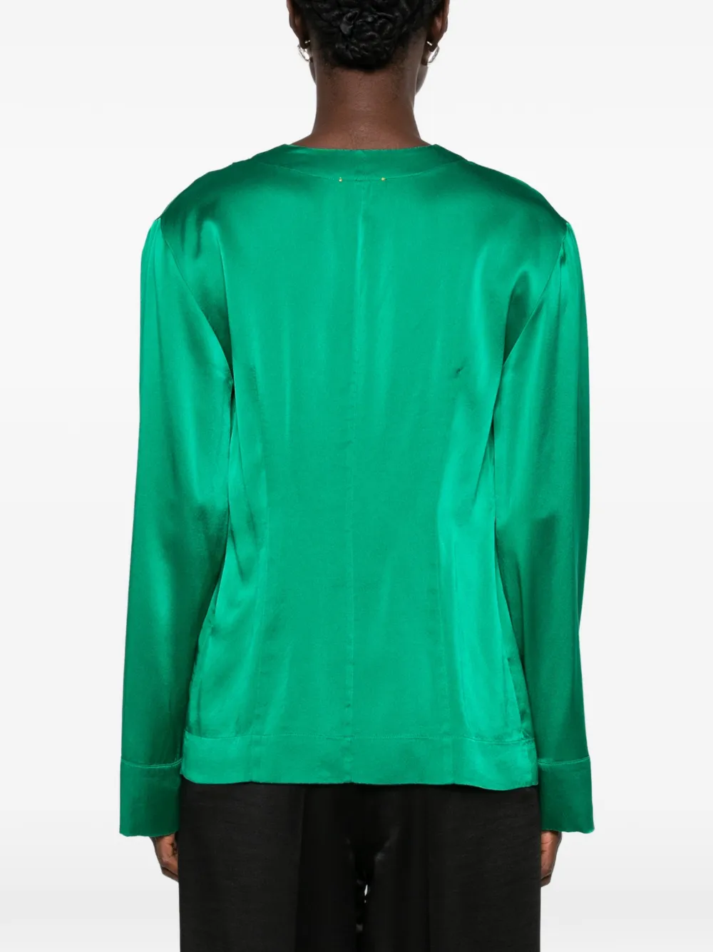 Forte Satijn-zijden blouse Groen