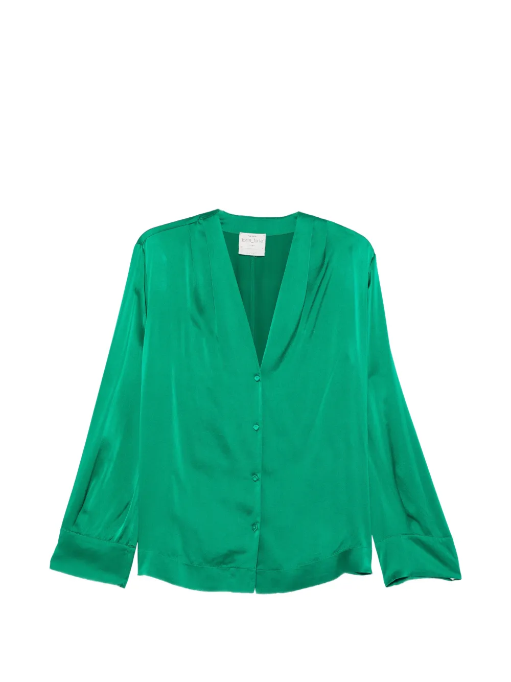Forte Forte V-neck satin-finish shirt - Verde