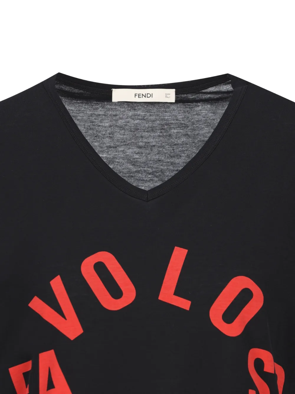 FENDI logo-print V-neck T-shirt Zwart