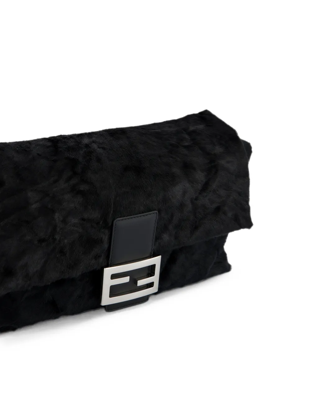 FENDI Baguette soft calfhair shoulder bag Zwart