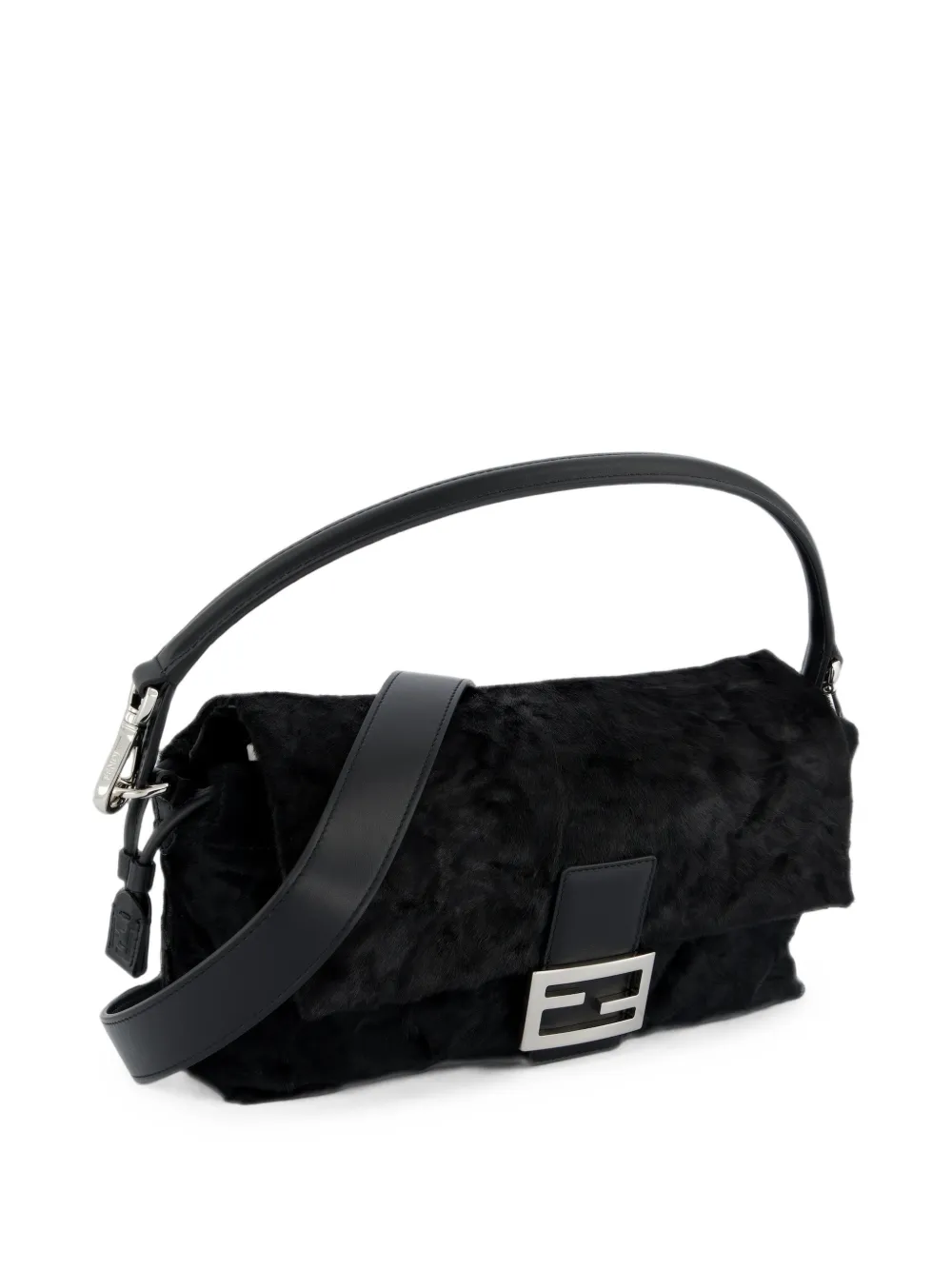 FENDI Baguette soft calfhair shoulder bag Zwart