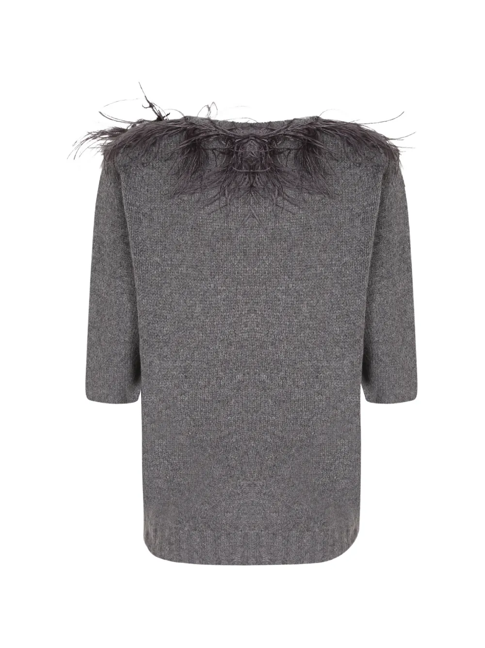 Fabiana Filippi feather-trim short-sleeve T-shirt Grijs