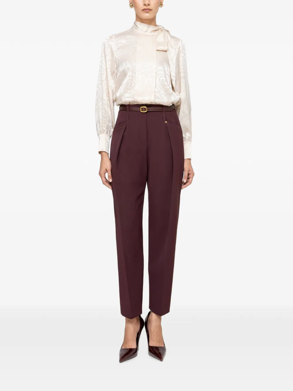 NISSA Satijnen viscose top Beige