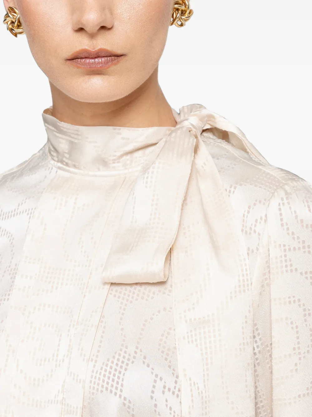 NISSA Satijnen viscose top Beige