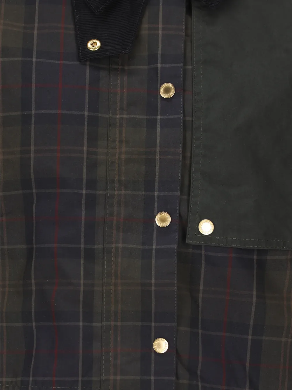 Barbour Truro tartan-print corduroy-collar jacket Groen