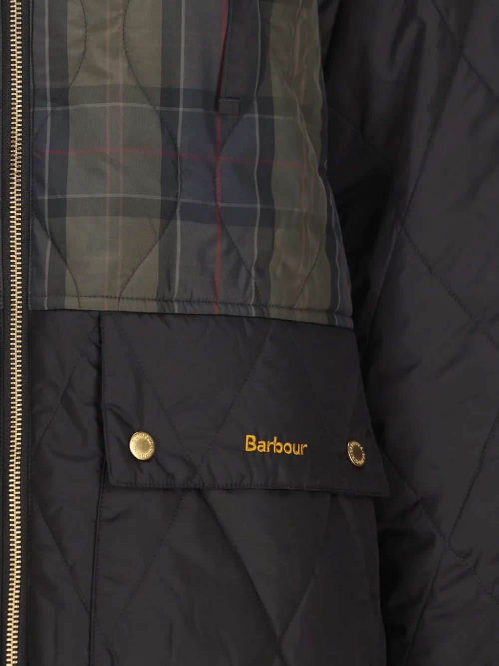 Barbour Osbourne quilted tartan-panelled jacket Zwart