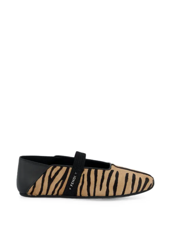 Fendi Academia Animal-print Ballet Flats in Neutrals
