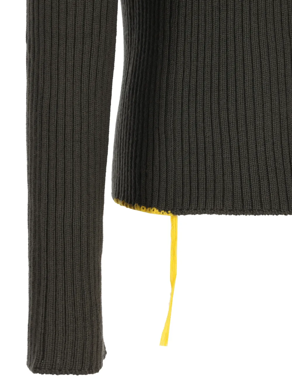 FENDI ribbed-knit shoulder-patch sweater Groen