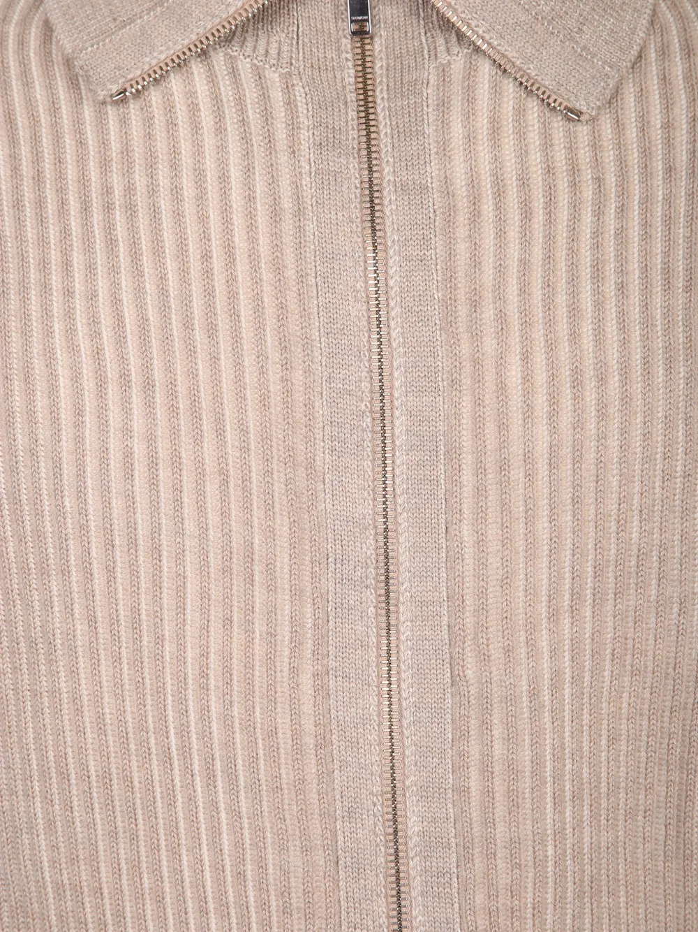 Zanone ribbed-knit zip-up cardigan Beige