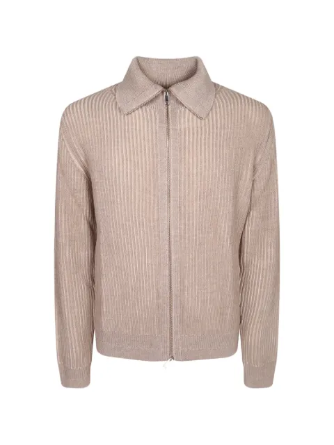 Zanone cardigan en maille côtelée à zip