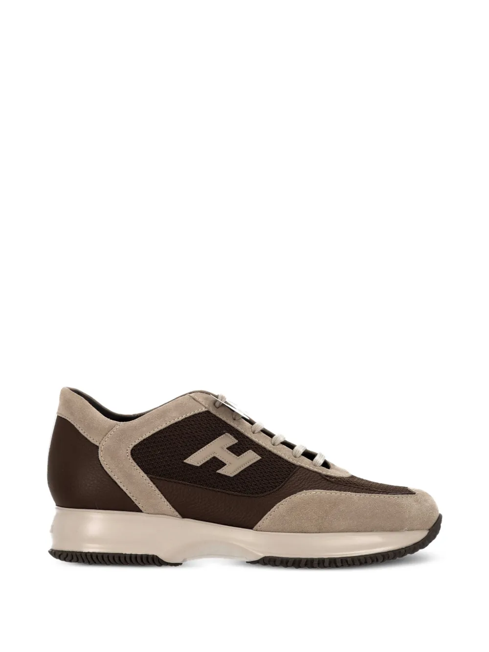 Hogan logo-patch panelled sneakers - Marrone
