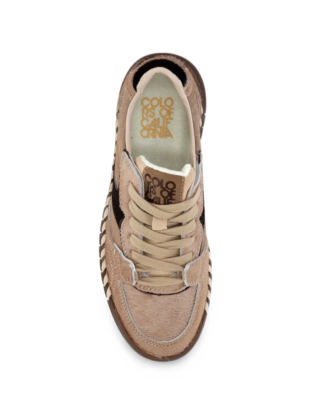 Colors Of California Tahoe pony-hair whipstitch sneakers Beige