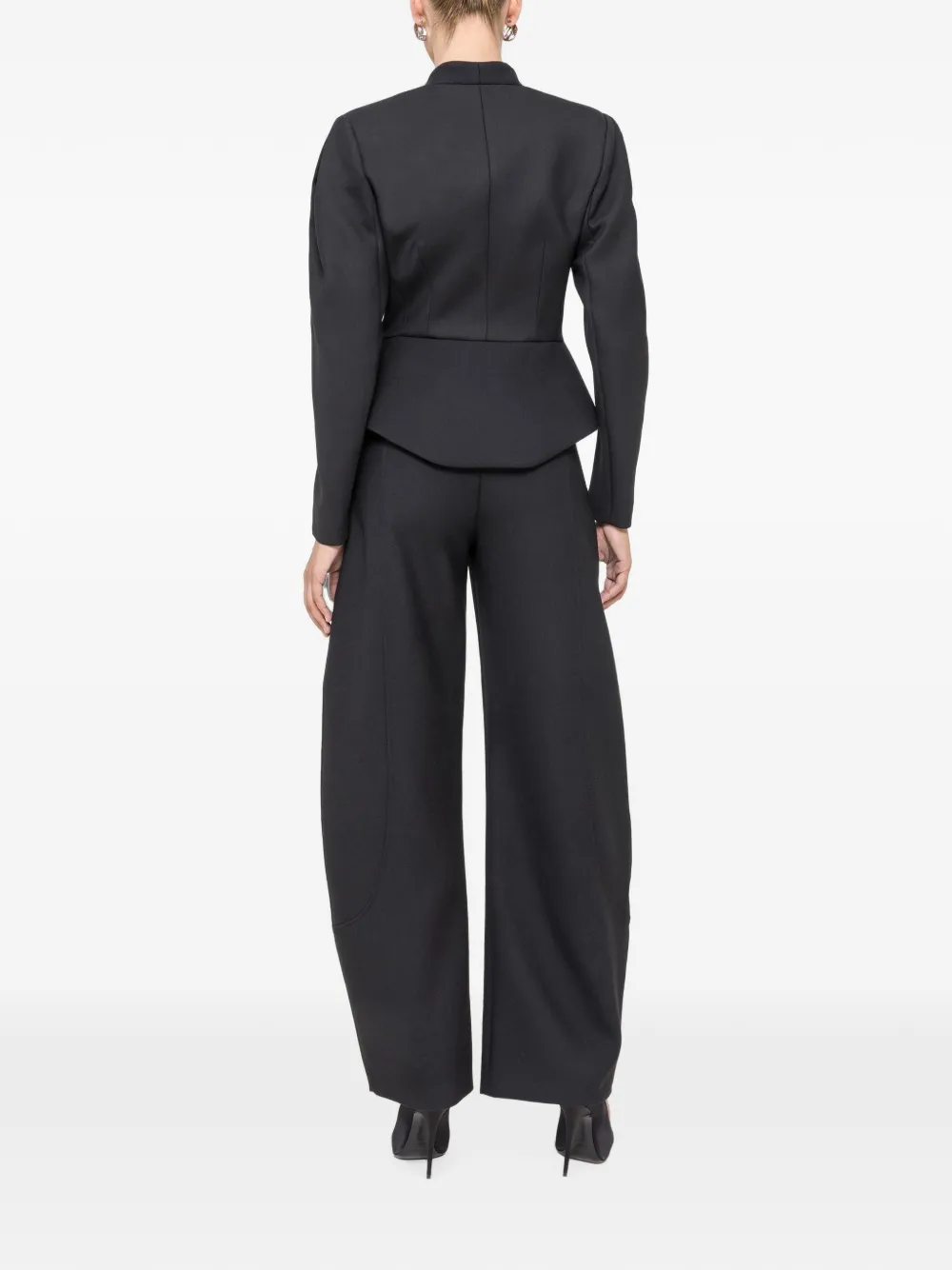 NISSA Barrel-fit broek van wolblend Zwart