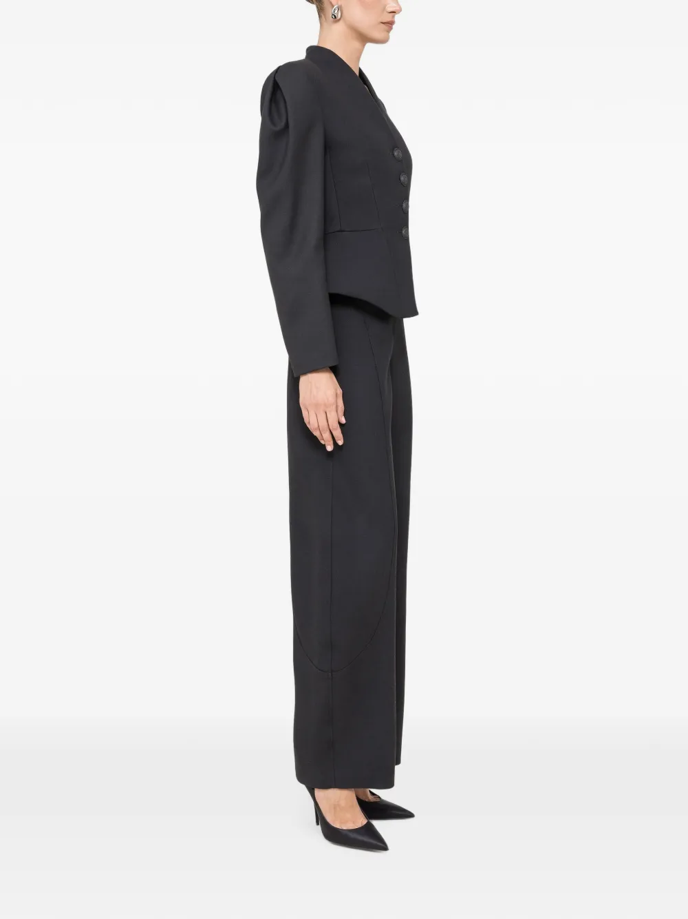 NISSA Barrel-fit broek van wolblend Zwart