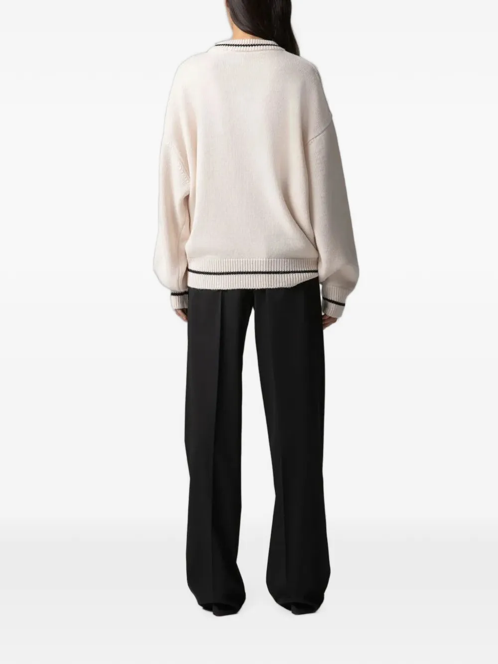 Gaëlle Paris Sweater met geborduurd logo Beige