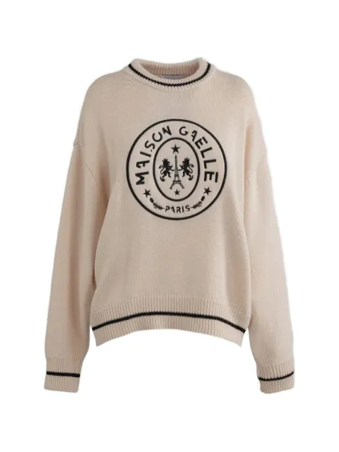 Gaëlle Paris logo-embroidered crew-neck sweater