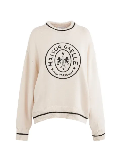 Gaëlle Paris logo-embroidered crew-neck sweater