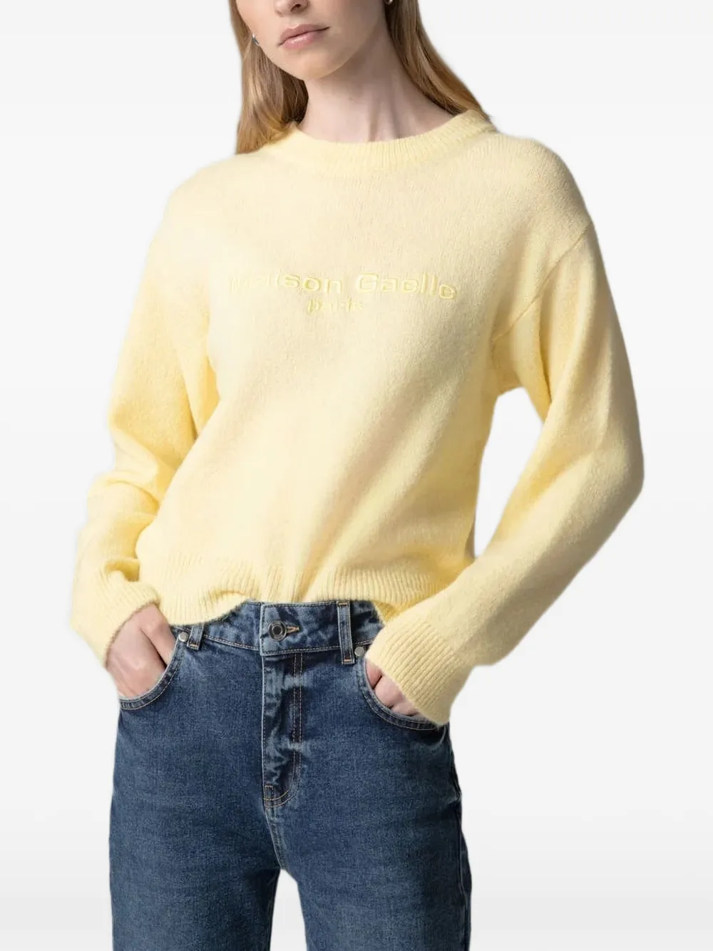 Gaëlle Paris Sweater met geborduurd logo Geel