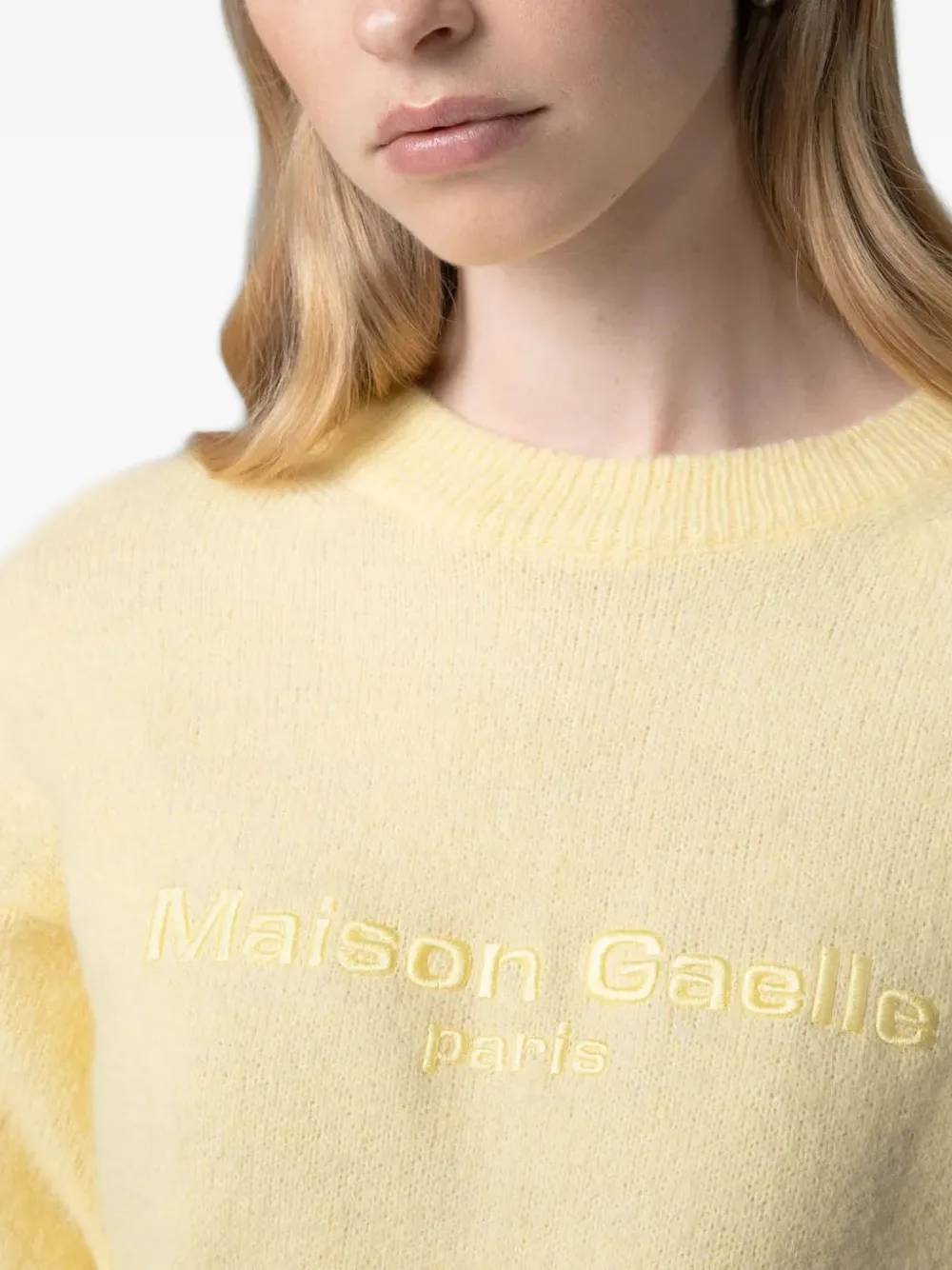 Gaëlle Paris Sweater met geborduurd logo Geel