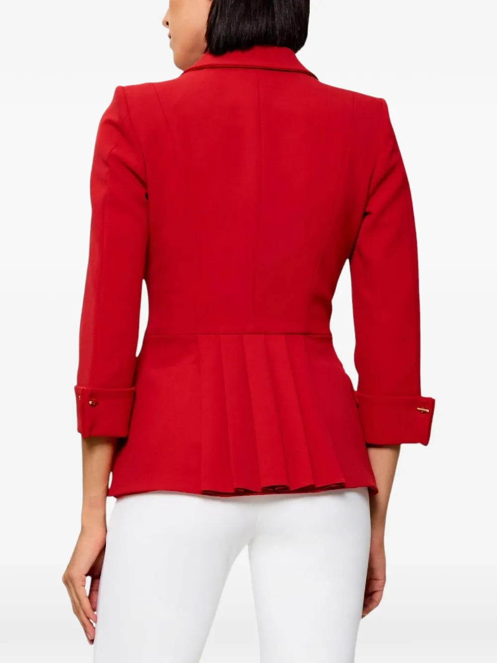 Elisabetta Franchi Blazer met dubbele rij knopen en peplum-zoom Rood