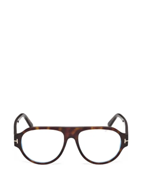 TOM FORD Eyewear tortoiseshell-effect pilot-frame glasses