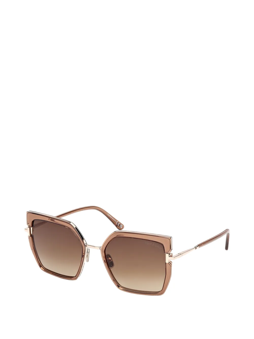 TOM FORD Eyewear Quinn-02 zonnebril met geometrisch montuur Bruin
