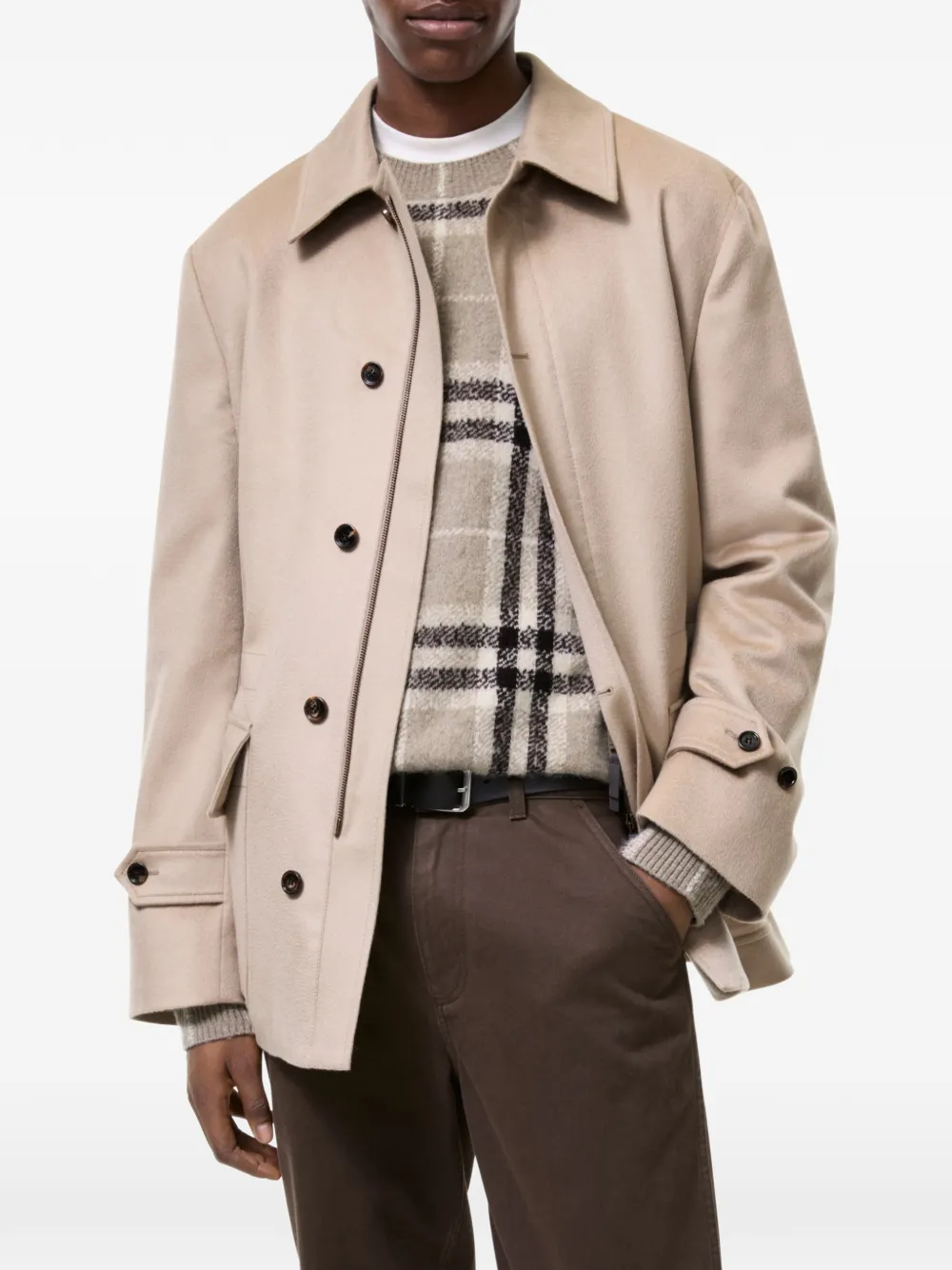 Burberry Scafell kasjmier jas Beige