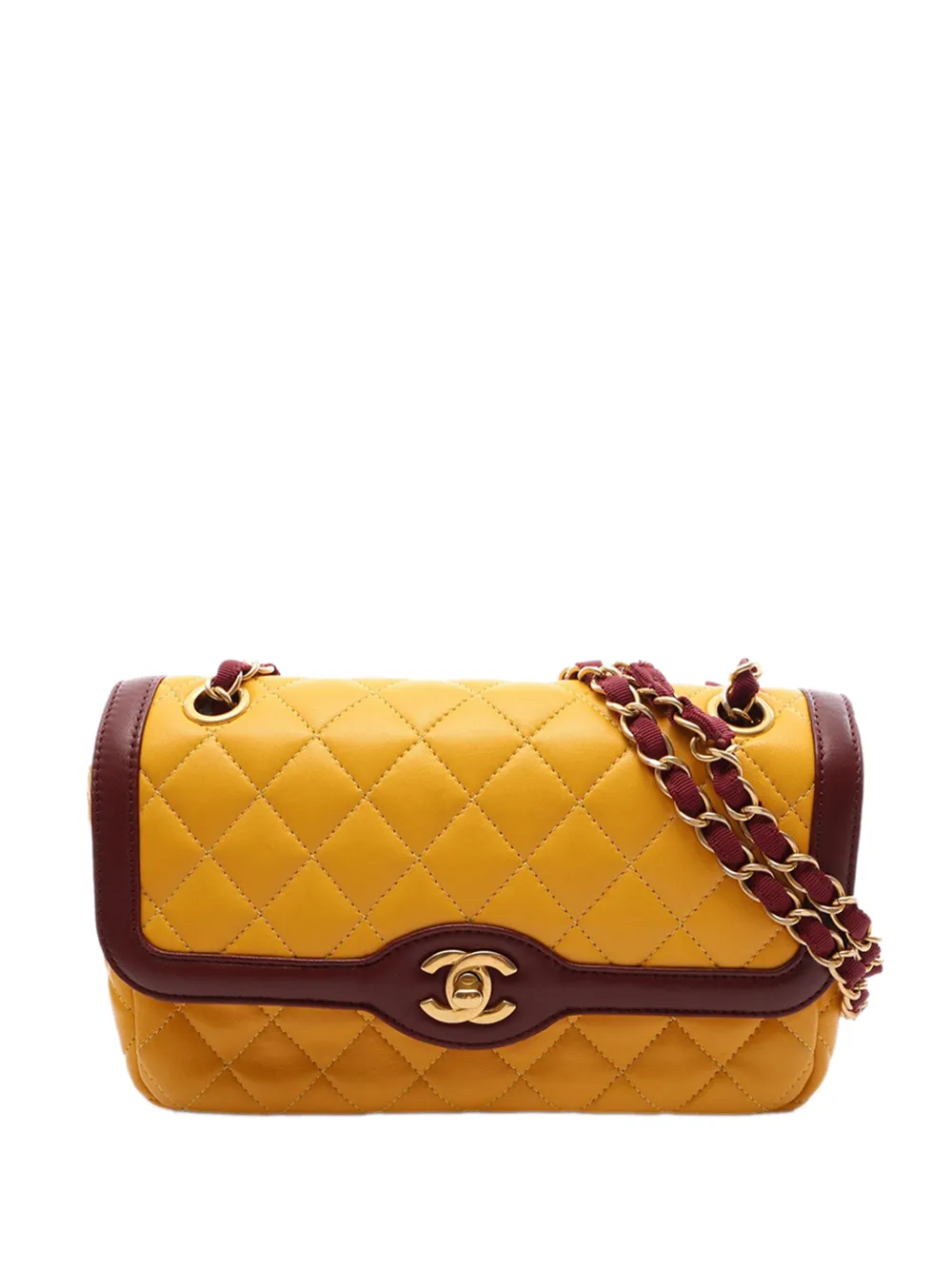 CHANEL Pre-Owned 2015-2016 Medium Quilted Lambskin Two Tone Day Flap shoulder bag - Giallo