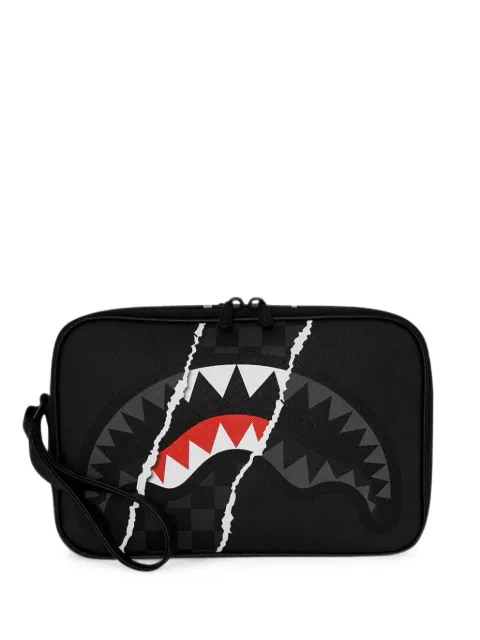 Sprayground Shark Central checkered clutch bag