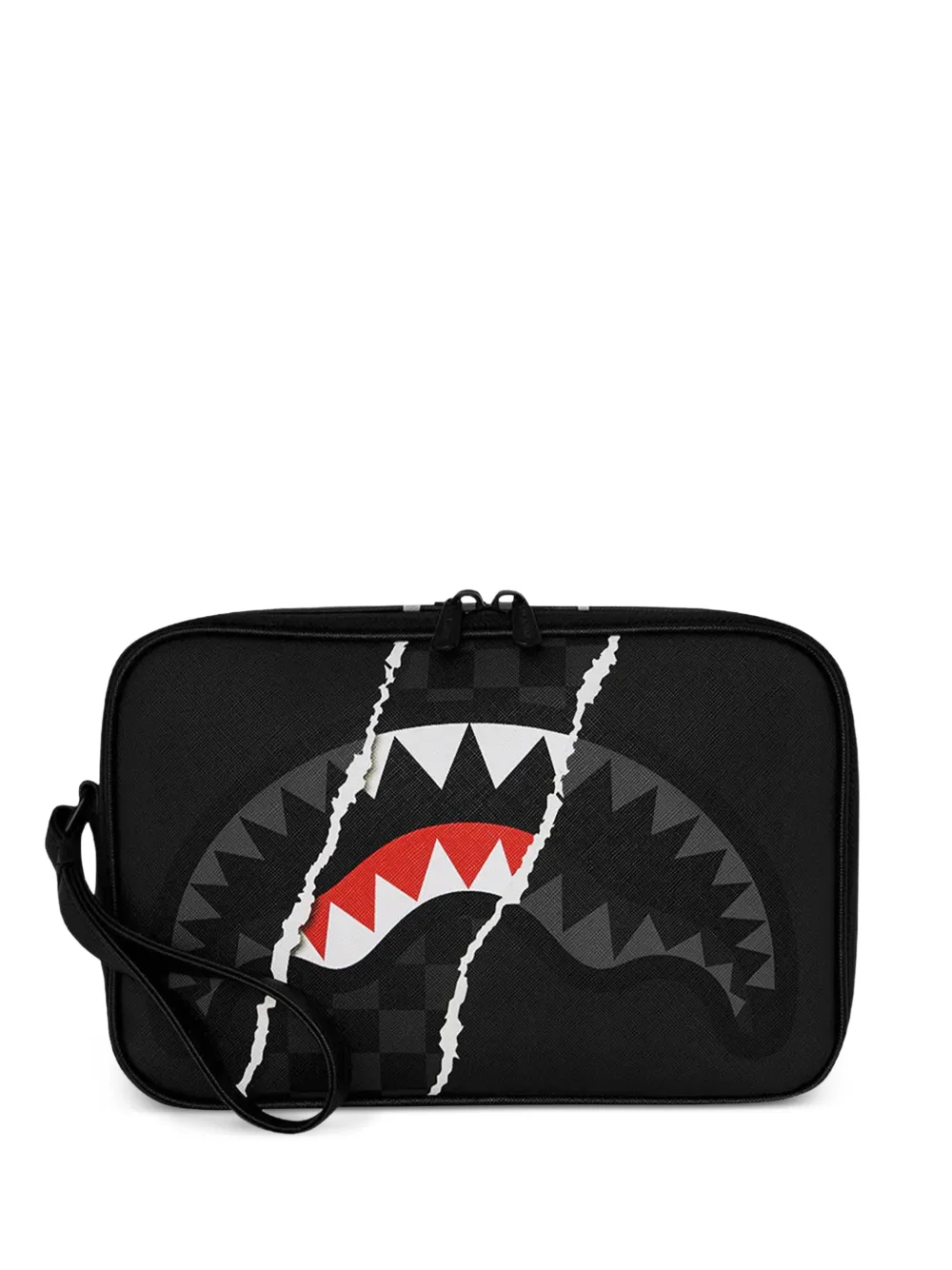 Sprayground Shark Central checkered clutch bag