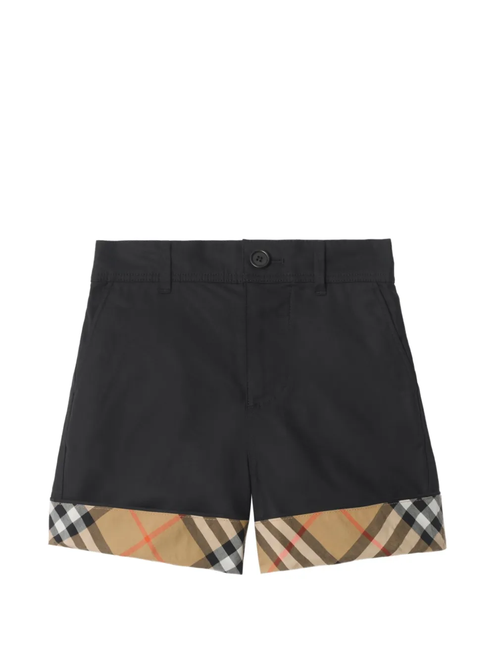 Burberry Kids Check turn-up cotton shorts - Nero