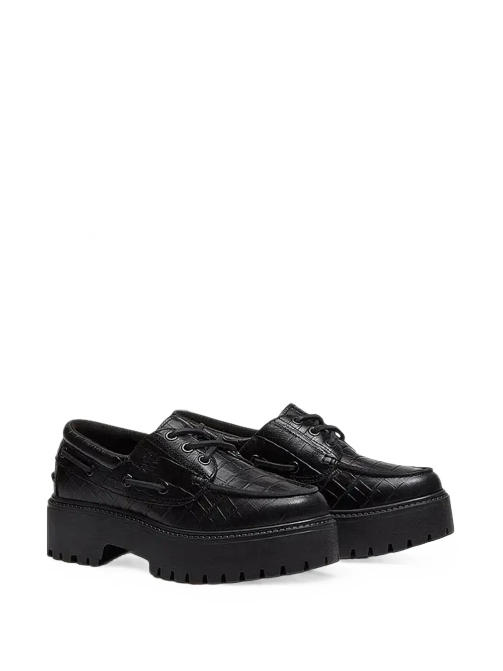 Timberland croc-effect platform boat shoes Zwart