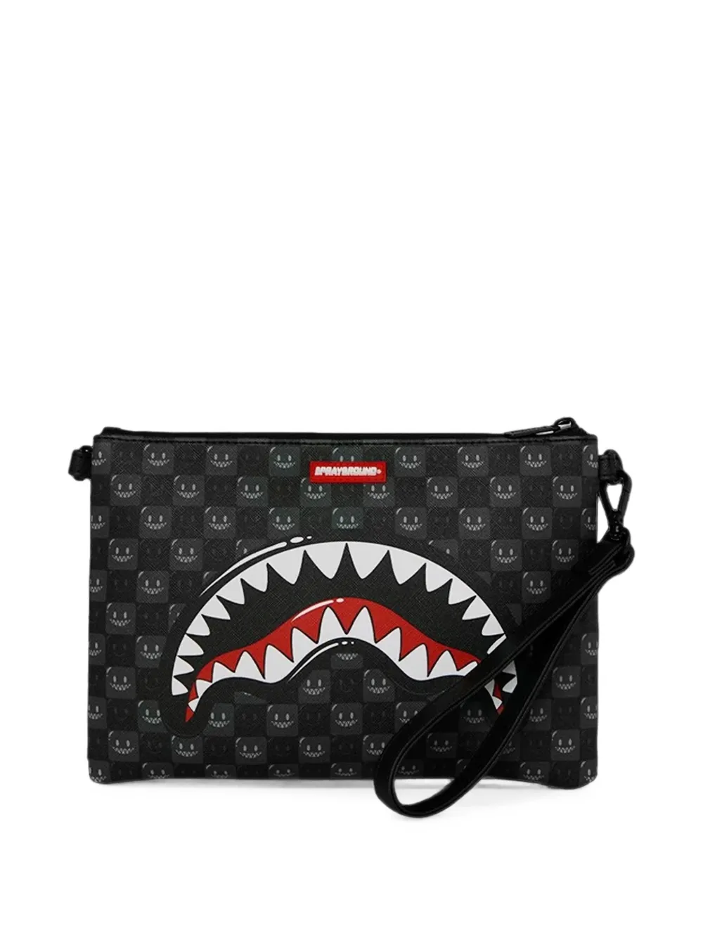Sprayground Shark Mouth geruite clutch Zwart
