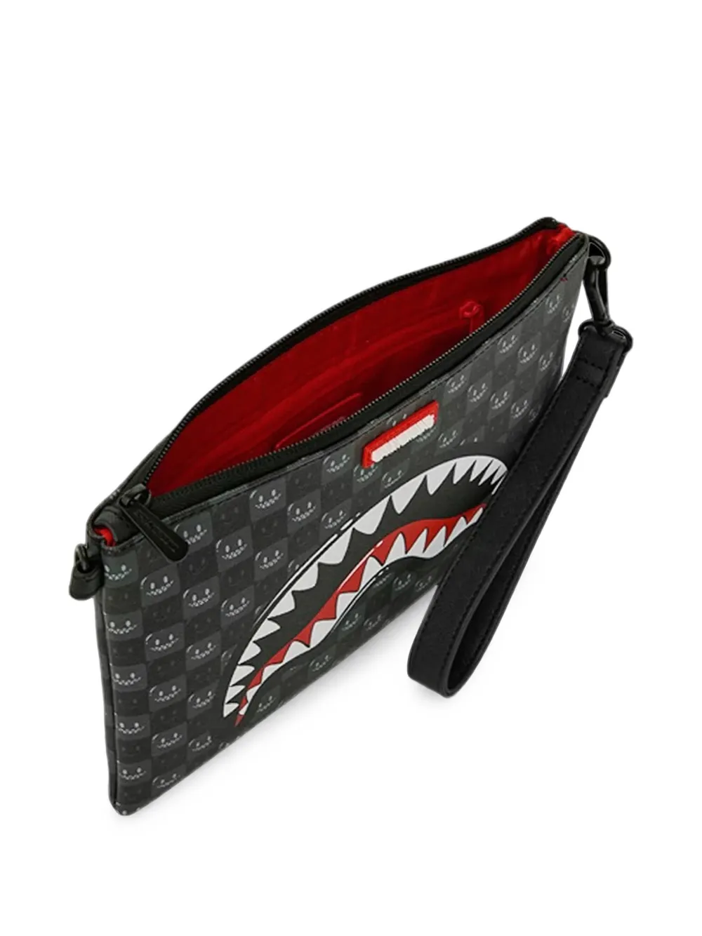 Sprayground Shark Mouth geruite clutch Zwart