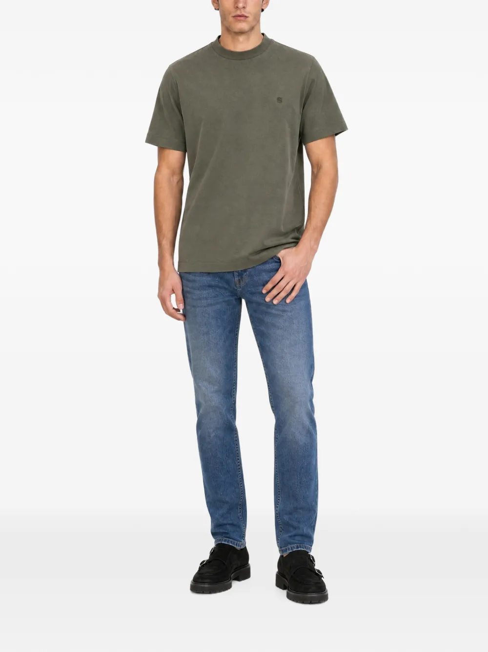 BOSS T-shirt met geborduurd logo Groen